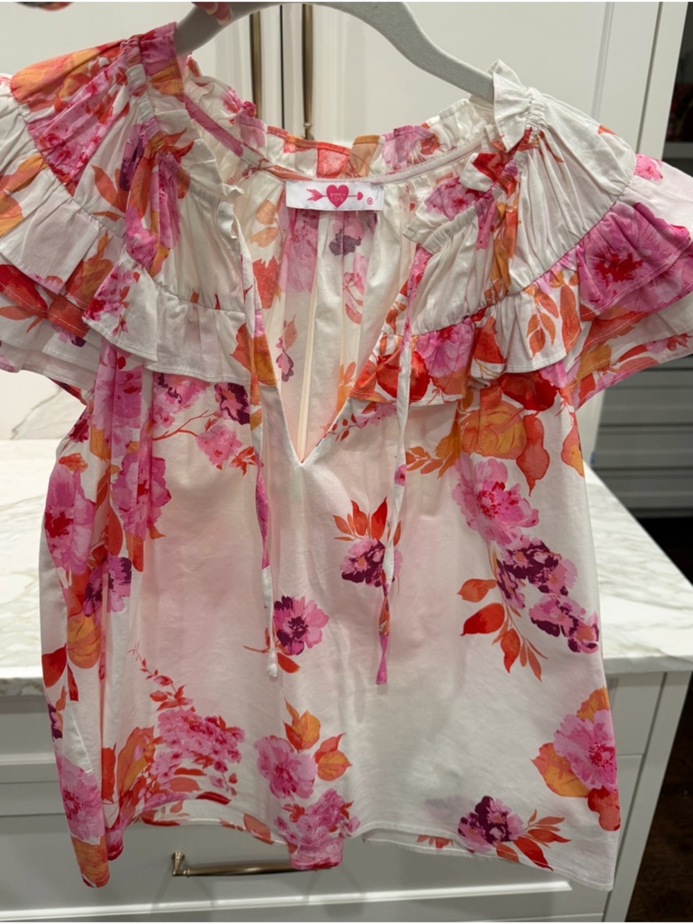 Buddy Love Pink and Orange Floral Dress Top